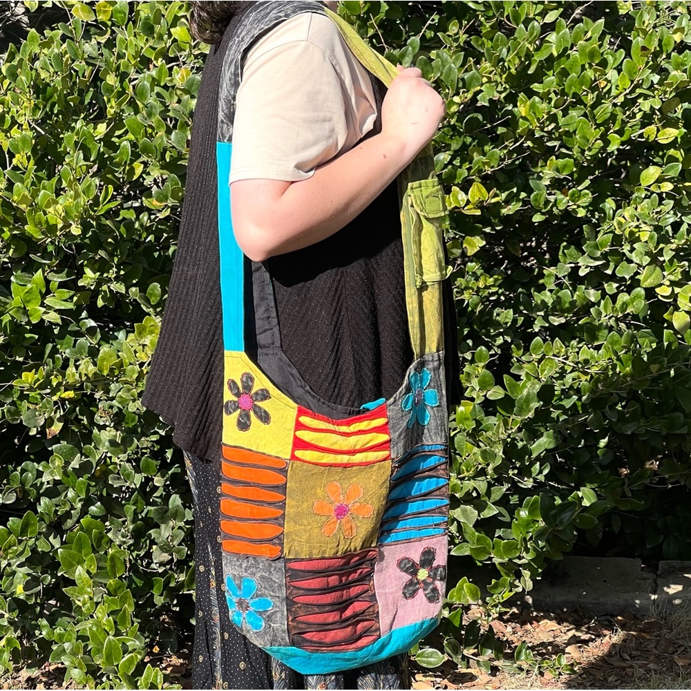 Slouchy Hippie Hobo Flower Purse